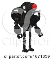 Poster, Art Print Of Bot Containing Round Head And Red Laser Crystal Array And Heavy Upper Chest And Shoulder Headlights And Ultralight Foot Exosuit Toon Black Scribbles Sketch Facing Left View