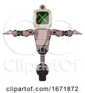 Poster, Art Print Of Mech Containing Old Computer Monitor And Pixel X And Retro-Futuristic Webcam And Light Chest Exoshielding And Prototype Exoplate Chest And Unicycle Wheel Powder Pink Metal T-Pose