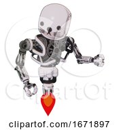 Poster, Art Print Of Bot Containing Round Head And Heavy Upper Chest And No Chest Plating And Jet Propulsion And Cat Face White Halftone Toon Fight Or Defense Pose