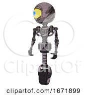 Poster, Art Print Of Automaton Containing Giant Eyeball Head Design And Light Chest Exoshielding And No Chest Plating And Unicycle Wheel Sketch Pad Wet Ink Smudge Standing Looking Right Restful Pose