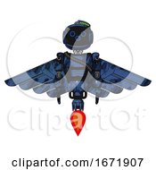Cyborg Containing Digital Display Head And Woo Expression And Green Led Array And Light Chest Exoshielding And Rubber Chain Sash And Pilots Wings Assembly And Jet Propulsion Grunge Dark Blue by Leo Blanchette
