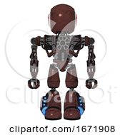Poster, Art Print Of Android Containing Round Head And First Aid Emblem And Heavy Upper Chest And No Chest Plating And Light Leg Exoshielding And Megneto-Hovers Foot Mod Steampunk Copper Front View