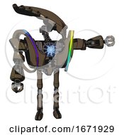 Robot Containing Flat Elongated Skull Head And Heavy Upper Chest And Heavy Mech Chest And Spectrum Fusion Core Chest And Ultralight Foot Exosuit Light Brown Halftone