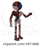 Poster, Art Print Of Droid Containing Digital Display Head And Hashtag Face And Light Chest Exoshielding And Ultralight Chest Exosuit And Ultralight Foot Exosuit Grunge Matted Orange Interacting