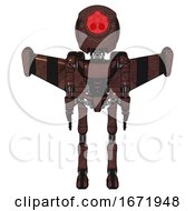 Poster, Art Print Of Droid Containing Round Head And Red Laser Crystal Array And Light Chest Exoshielding And Ultralight Chest Exosuit And Stellar Jet Wing Rocket Pack And Ultralight Foot Exosuit Steampunk Copper