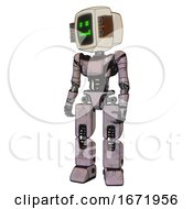 Poster, Art Print Of Android Containing Old Computer Monitor And Happy Pixel Face And Old Retro Speakers And Light Chest Exoshielding And Ultralight Chest Exosuit And Prototype Exoplate Legs Gray Metal