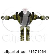 Poster, Art Print Of Bot Containing Humanoid Face Mask And Die Robots Graffiti Design And Heavy Upper Chest And Chest Vents And Prototype Exoplate Legs Army Green Halftone T-Pose