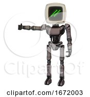 Robot Containing Old Computer Monitor And Double Backslash Pixel Design And Light Chest Exoshielding And Ultralight Chest Exosuit And Ultralight Foot Exosuit Light Pink Beige