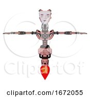 Poster, Art Print Of Robot Containing Humanoid Face Mask And Blood Tears And Light Chest Exoshielding And No Chest Plating And Jet Propulsion Toon Pink Tint T-Pose