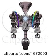 Poster, Art Print Of Automaton Containing Flat Elongated Skull Head And Heavy Upper Chest And Heavy Mech Chest And Spectrum Fusion Core Chest And Unicycle Wheel Smudgy Sketch Front View