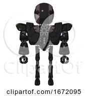 Poster, Art Print Of Android Containing Round Head And Maru Eyes And Heavy Upper Chest And Heavy Mech Chest And Ultralight Foot Exosuit Toon Black Scribbles Sketch Front View