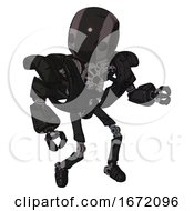 Poster, Art Print Of Android Containing Round Head And Maru Eyes And Heavy Upper Chest And Heavy Mech Chest And Ultralight Foot Exosuit Toon Black Scribbles Sketch Fight Or Defense Pose