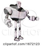 Poster, Art Print Of Bot Containing Humanoid Face Mask And Red Clown Marks And Heavy Upper Chest And Ultralight Foot Exosuit White Halftone Toon Interacting