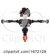 Poster, Art Print Of Cyborg Containing Bird Skull Head And Red Line Eyes And Bird Feather Design And Heavy Upper Chest And No Chest Plating And Jet Propulsion Clean Black T-Pose