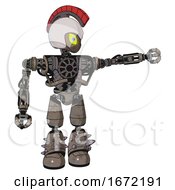 Poster, Art Print Of Bot Containing Grey Alien Style Head And Yellow Eyes With Blue Pupils And Galea Roman Soldier Ornament And Helmet And Heavy Upper Chest And No Chest Plating And Light Leg Exoshielding 