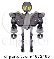 Bot Containing Grey Alien Style Head And Yellow Eyes With Blue Pupils And Heavy Upper Chest And Heavy Mech Chest And Green Cable Sockets Array And Ultralight Foot Exosuit Light Lavender Metal