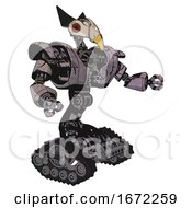 Poster, Art Print Of Robot Containing Bird Skull Head And Red Led Circle Eyes And Robobeak Design And Heavy Upper Chest And Heavy Mech Chest And Tank Tracks Dark Sketch Doodle Interacting