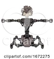 Poster, Art Print Of Droid Containing Bird Skull Head And Bone Skull Eye Holes And Bird Feather Design And Heavy Upper Chest And No Chest Plating And Insect Walker Legs Light Pink Beige T-Pose