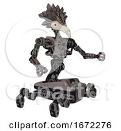 Droid Containing Bird Skull Head And Bone Skull Eye Holes And Bird Feather Design And Heavy Upper Chest And No Chest Plating And Insect Walker Legs Light Pink Beige Interacting