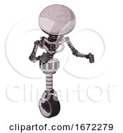 Poster, Art Print Of Robot Containing Dome Head And Light Chest Exoshielding And No Chest Plating And Unicycle Wheel Sketch Pad Dots Pattern Fight Or Defense Pose