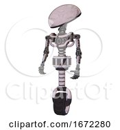 Poster, Art Print Of Robot Containing Dome Head And Light Chest Exoshielding And No Chest Plating And Unicycle Wheel Sketch Pad Dots Pattern Standing Looking Right Restful Pose