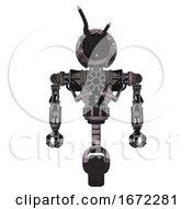 Poster, Art Print Of Cyborg Containing Jellyfish Style Head Black Fiber Optic Tentacles And Heavy Upper Chest And No Chest Plating And Unicycle Wheel Sketch Pad Cloudy Smudges Front View