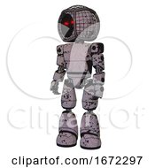 Poster, Art Print Of Bot Containing Round Barbed Wire Round Head And Light Chest Exoshielding And Prototype Exoplate Chest And Light Leg Exoshielding Dark Ink Dots Sketch Standing Looking Right Restful Pose