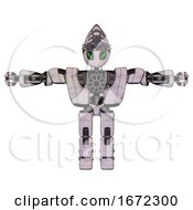 Poster, Art Print Of Cyborg Containing Grey Alien Style Head And Green Demon Eyes And Alien Bug Creature Hat And Heavy Upper Chest And Heavy Mech Chest And Prototype Exoplate Legs Sketch Pad Light T-Pose