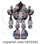 Poster, Art Print Of Bot Containing Gatling Gun Face Design And Heavy Upper Chest And Chest Energy Sockets And Light Leg Exoshielding And Megneto-Hovers Foot Mod Dark Sketch Front View