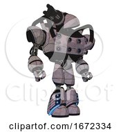 Bot Containing Gatling Gun Face Design And Heavy Upper Chest And Chest Energy Sockets And Light Leg Exoshielding And Megneto Hovers Foot Mod Dark Sketch Hero Pose