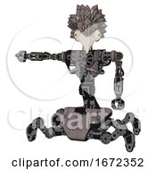 Poster, Art Print Of Droid Containing Bird Skull Head And Bone Skull Eye Holes And Bird Feather Design And Heavy Upper Chest And No Chest Plating And Insect Walker Legs Light Pink Beige