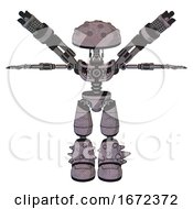 Bot Containing Metal Knucklehead Design And Light Chest Exoshielding And Minigun Back Assembly And No Chest Plating And Light Leg Exoshielding And Spike Foot Mod Dark Sketch T Pose