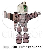 Automaton Containing Old Computer Monitor And Angry Pixels Face And Retro Futuristic Webcam And Light Chest Exoshielding And Chest Valve Crank And Stellar Jet Wing Rocket Pack 