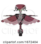 Poster, Art Print Of Mech Containing Flat Elongated Skull Head And Cables And Light Chest Exoshielding And Pilots Wings Assembly And No Chest Plating And Unicycle Wheel Muavewood Halftone T-Pose