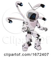 Poster, Art Print Of Automaton Containing Digital Display Head And Circle Eyes And Retro Antennas And Light Chest Exoshielding And Prototype Exoplate Chest And Blue-Eye Cam Cable Tentacles And Prototype Exoplate Legs