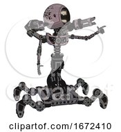 Poster, Art Print Of Droid Containing Round Head Chomper Design And Light Chest Exoshielding And Minigun Back Assembly And No Chest Plating And Insect Walker Legs Dark Ink Dots Sketch