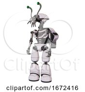Cyborg Containing Dual Retro Camera Head And Shrimp Head And Light Chest Exoshielding And Rocket Pack And No Chest Plating And Light Leg Exoshielding White Halftone Toon