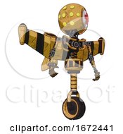 Poster, Art Print Of Robot Containing Round Head And Yellow Eyes Array And First Aid Emblem And Light Chest Exoshielding And Stellar Jet Wing Rocket Pack And No Chest Plating And Unicycle Wheel