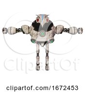 Poster, Art Print Of Automaton Containing Bird Skull Head And Red Led Circle Eyes And Head Shield Design And Heavy Upper Chest And Chest Green Energy Cores And Ultralight Foot Exosuit Halftone Sketch T-Pose