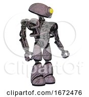 Poster, Art Print Of Droid Containing Yellow Cyclops Dome Head And Heavy Upper Chest And No Chest Plating And Light Leg Exoshielding Dark Sketch Lines Facing Left View