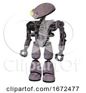 Poster, Art Print Of Droid Containing Yellow Cyclops Dome Head And Heavy Upper Chest And No Chest Plating And Light Leg Exoshielding Dark Sketch Lines Standing Looking Right Restful Pose