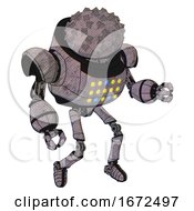 Poster, Art Print Of Robot Containing Metal Cubes Dome Head Design And Heavy Upper Chest And Colored Lights Array And Ultralight Foot Exosuit Sketch Fast Lines Fight Or Defense Pose
