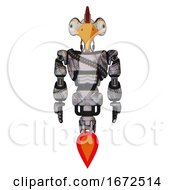 Poster, Art Print Of Bot Containing Bird Skull Head And Bone Skull Eye Holes And Chicken Design And Light Chest Exoshielding And Rubber Chain Sash And Jet Propulsion Scribble Sketch Front View