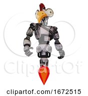 Poster, Art Print Of Bot Containing Bird Skull Head And Bone Skull Eye Holes And Chicken Design And Light Chest Exoshielding And Rubber Chain Sash And Jet Propulsion Scribble Sketch Hero Pose