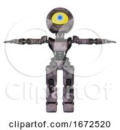 Poster, Art Print Of Mech Containing Giant Eyeball Head Design And Light Chest Exoshielding And Ultralight Chest Exosuit And Prototype Exoplate Legs Sketch Pad Cloudy Smudges T-Pose
