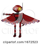 Mech Containing Oval Wide Head And Sunshine Patch Eye And Retro Antenna With Light And Light Chest Exoshielding And Ultralight Chest Exosuit And Cherub Wings Design And Ultralight Foot Exosuit