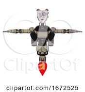 Poster, Art Print Of Mech Containing Humanoid Face Mask And Slashes War Paint And Light Chest Exoshielding And Ultralight Chest Exosuit And Rocket Pack And Jet Propulsion Grungy Fiberglass T-Pose