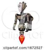 Poster, Art Print Of Mech Containing Humanoid Face Mask And Slashes War Paint And Light Chest Exoshielding And Ultralight Chest Exosuit And Rocket Pack And Jet Propulsion Grungy Fiberglass