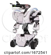 Android Containing Dual Retro Camera Head And Communications Array Head And Heavy Upper Chest And Heavy Mech Chest And Battle Mech Chest And Six Wheeler Base White Halftone Toon