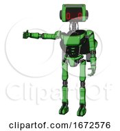 Robot Containing Dual Retro Camera Head And Clock Radio Head And Light Chest Exoshielding And Ultralight Chest Exosuit And Rocket Pack And Ultralight Foot Exosuit Secondary Green Halftone